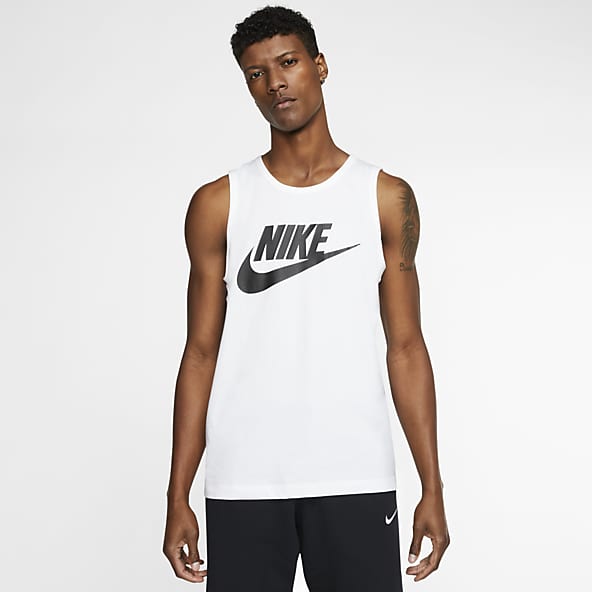 Mens White Tank Tops Sleeveless Shirts. Nike